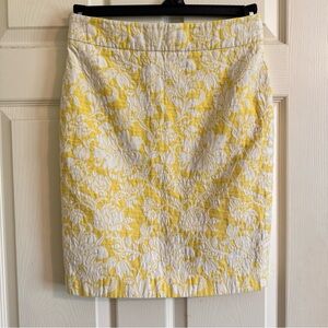 Ann Taylor Yellow and White Floral Pencil Skirt